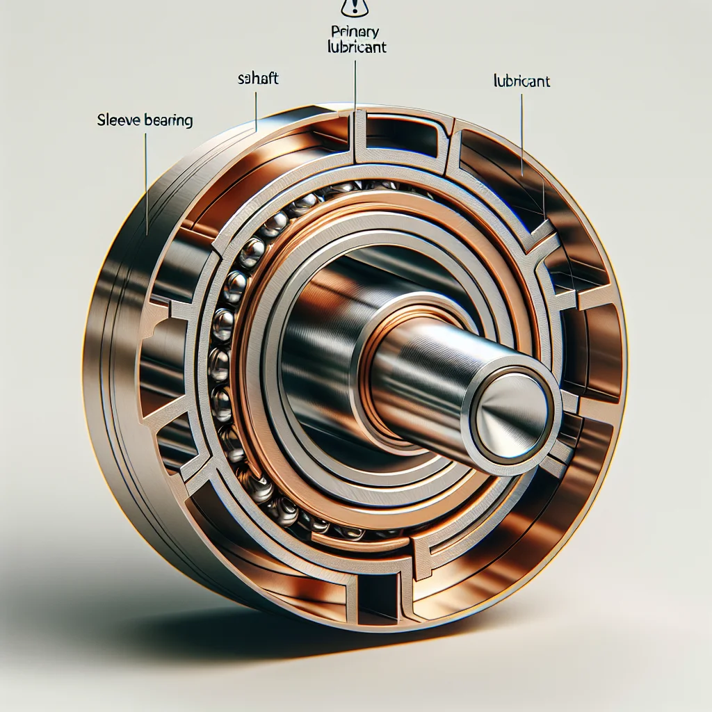 Sơ đồ cấu tạo chi tiết của trục quay Sleeve Bearing đơn giản, cho thấy trục kim loại và ống lót.