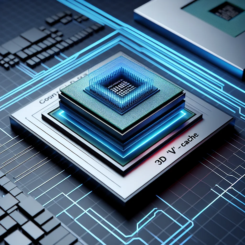 Sơ đồ công nghệ 3D V-Cache trên CPU AMD giúp tăng hiệu năng gaming.