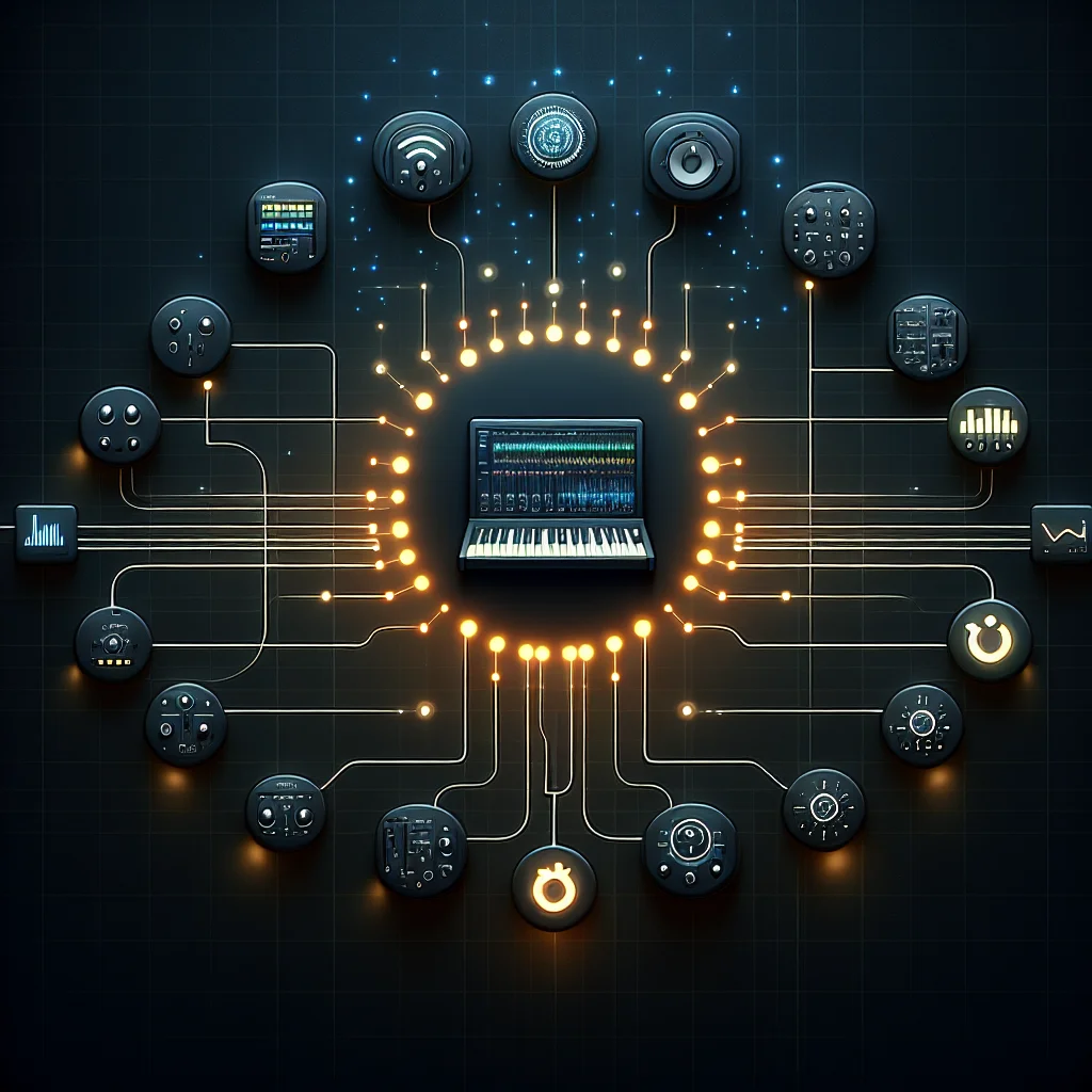 Sơ đồ giải thích VST plugin là gì - các công cụ nhỏ kết nối và mở rộng chức năng cho phần mềm làm nhạc DAW.