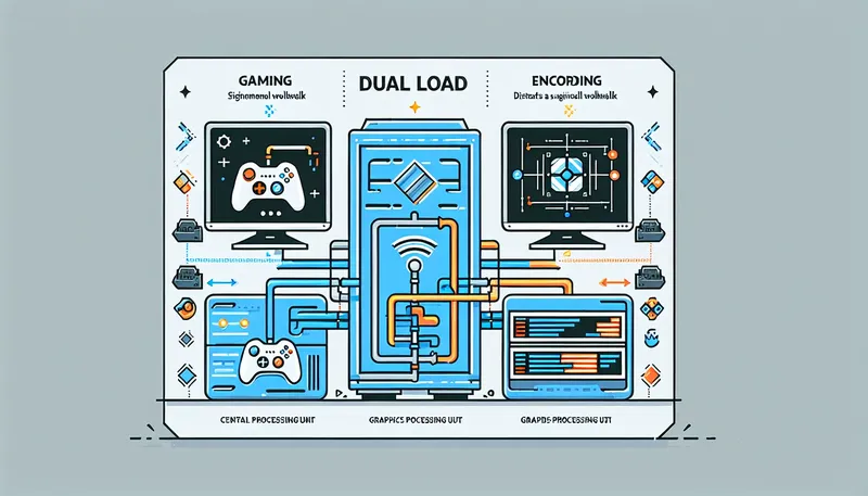 Sơ đồ minh họa gánh nặng kép của PC khi vừa chơi game vừa livestream cùng lúc.