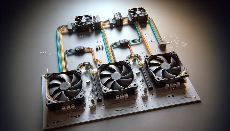 Sơ đồ minh hoạ nguyên lý hoạt động của kết nối Daisy-Chain cho quạt PC.