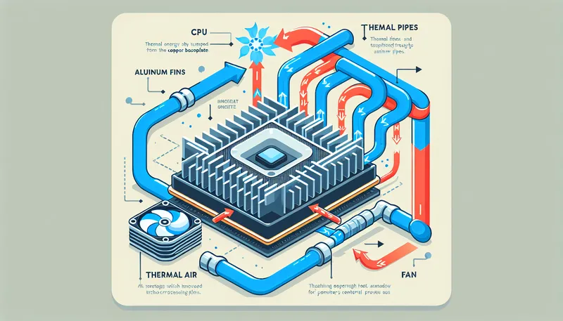 Sơ đồ mô phỏng nguyên lý hoạt động của tản nhiệt khí CPU.