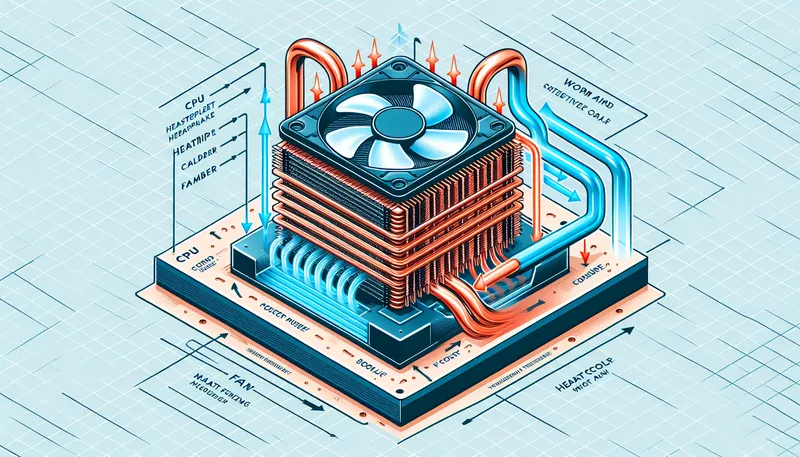 Sơ đồ nguyên lý hoạt động của tản nhiệt khí CPU.