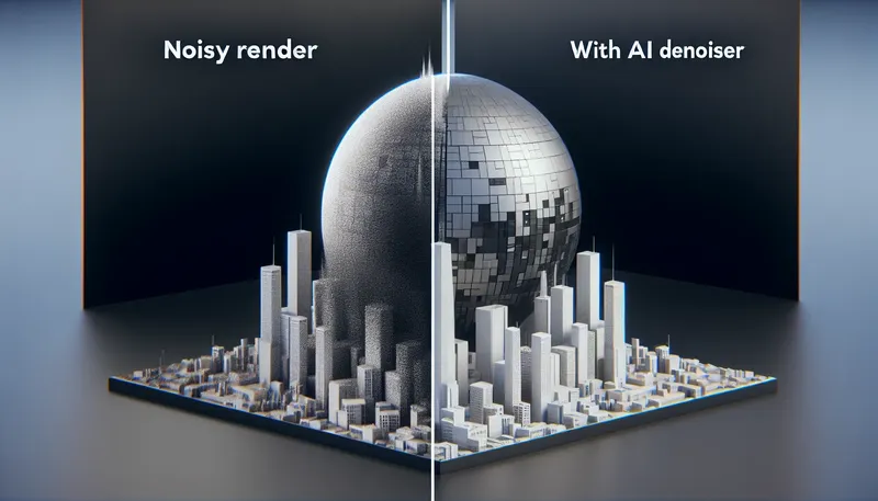 So sánh ảnh render trước và sau khi bật tính năng Denoiser để khử nhiễu, giúp tăng tốc độ render.
