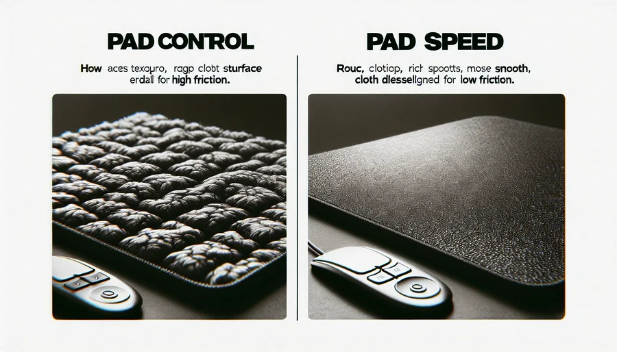 So sánh bề mặt lót chuột Control ma sát cao và lót chuột Speed ma sát thấp.