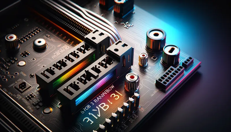 So sánh cận cảnh chân cắm RGB 12V 4-pin và chân cắm ARGB 5V 3-pin trên mainboard.