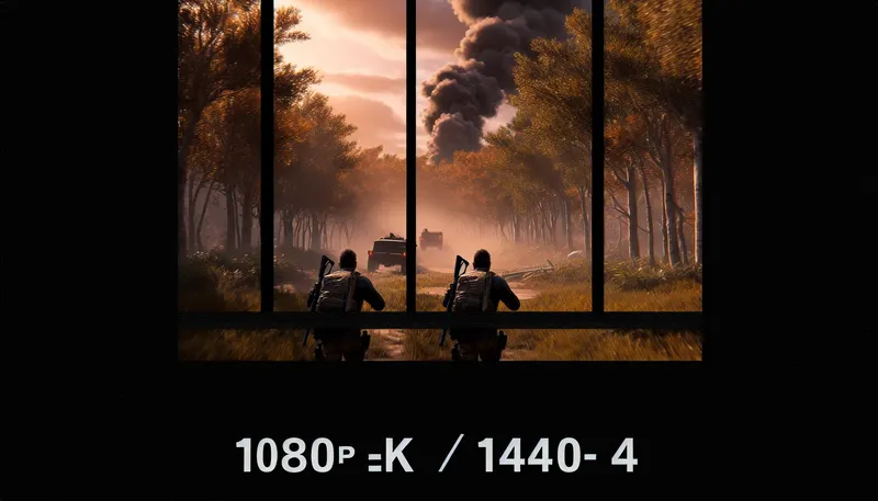 So sánh chất lượng hình ảnh chơi game ở độ phân giải 1080p, 2K và 4K.
