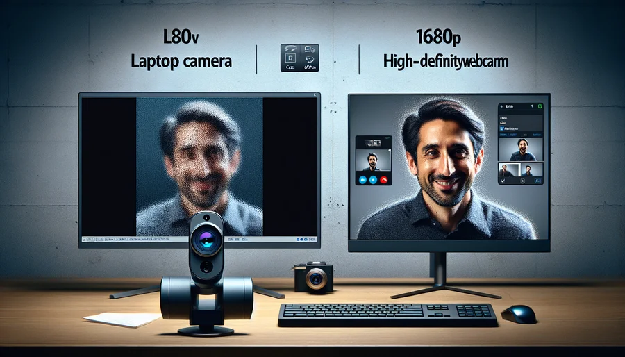 So sánh chất lượng hình ảnh giữa webcam tích hợp trên laptop và webcam chuyên dụng cho livestream.