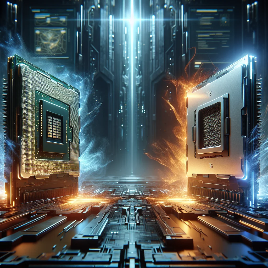 So sánh CPU Intel Core i5 và i7 cho gaming với hình ảnh 2 con chip đối đầu.