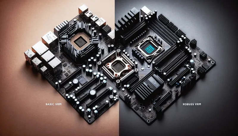 So sánh dàn cấp nguồn VRM cơ bản của H610 và VRM mạnh mẽ của mainboard B760.