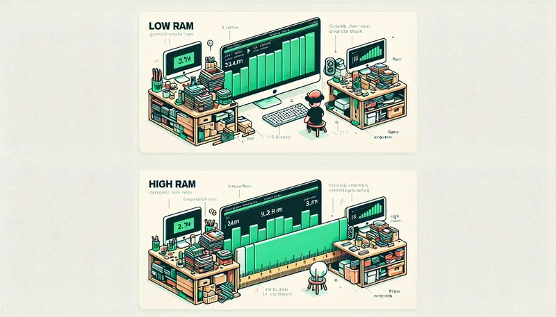 So sánh dung lượng RAM cho After Effects, RAM nhiều hơn giúp thanh preview trên timeline dài hơn và mượt mà hơn.