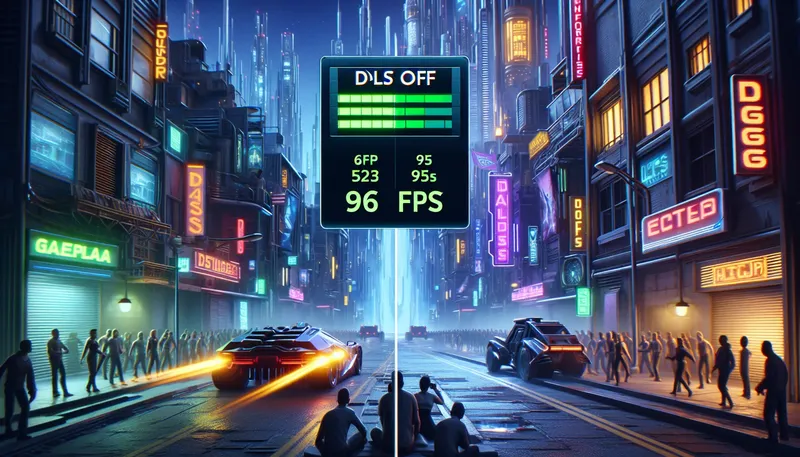 So sánh FPS trong game Cyberpunk 2077 khi bật và tắt công nghệ DLSS của RTX 3050.