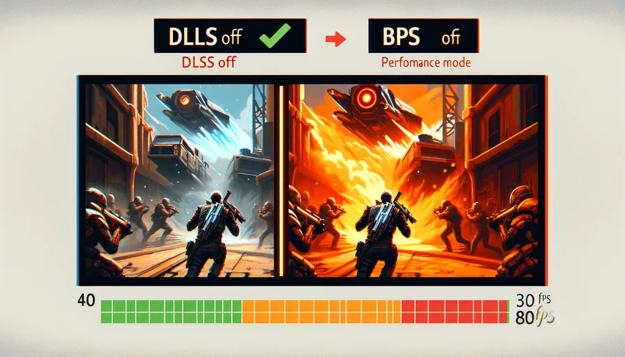 So sánh FPS trong game khi tắt và bật DLSS, cho thấy hiệu năng tăng vọt.