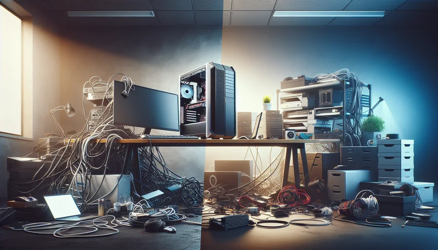 So sánh giữa bàn làm việc với PC văn phòng lắp ráp và bàn làm việc với PC đồng bộ Dell, HP chuyên nghiệp.