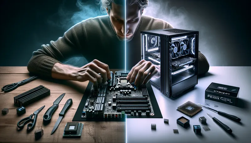 So sánh giữa việc tự build PC và mua một chiếc PC build sẵn cao cấp.