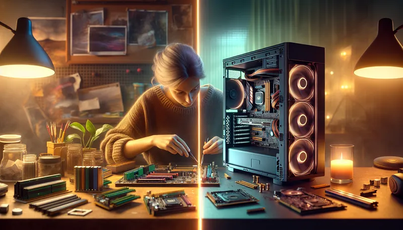So sánh giữa việc tự build PC với các linh kiện và một bộ PC lắp sẵn hoàn chỉnh.