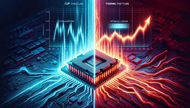 So sánh hiệu năng CPU bị giảm xung do quá nhiệt và CPU hoạt động ổn định nhờ tản nhiệt tốt.