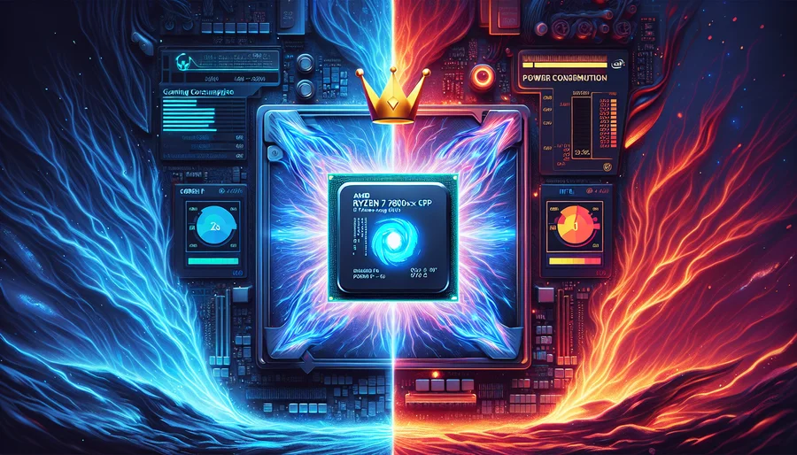So sánh hiệu năng, điện năng tiêu thụ và nhiệt độ giữa AMD Ryzen 7 7800X3D và Intel Core i9-14900K.