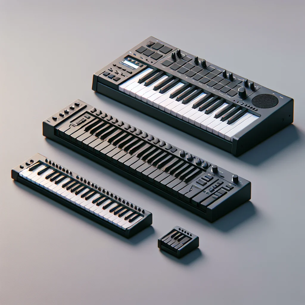 So sánh kích thước các loại MIDI keyboard 25 phím, 49 phím và 61 phím.