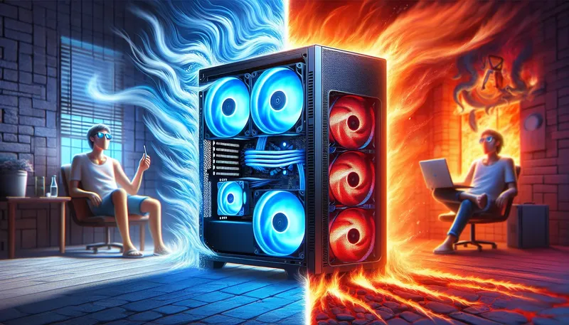 So sánh một chiếc PC được tối ưu quạt mát mẻ và một chiếc PC nóng, kêu to.