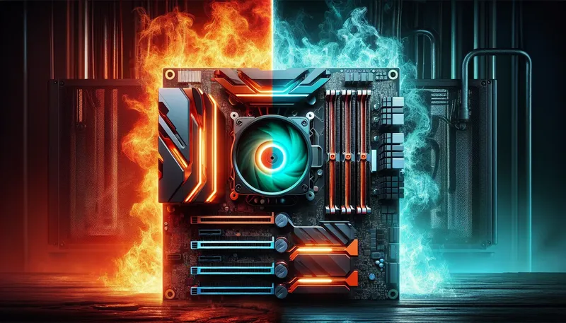 So sánh nhiệt độ và giải pháp tản nhiệt cần thiết cho Core i9 (nóng) và Ryzen 9 X3D (mát).
