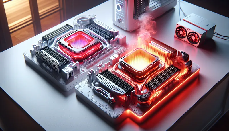 So sánh nhiệt độ và điện năng tiêu thụ giữa CPU Intel nóng hơn và CPU AMD mát mẻ hơn.