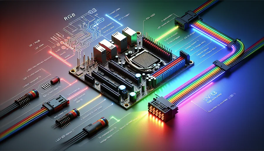 So sánh sự khác biệt giữa đầu cắm LED RGB 4-pin và ARGB 3-pin trên bo mạch chủ.
