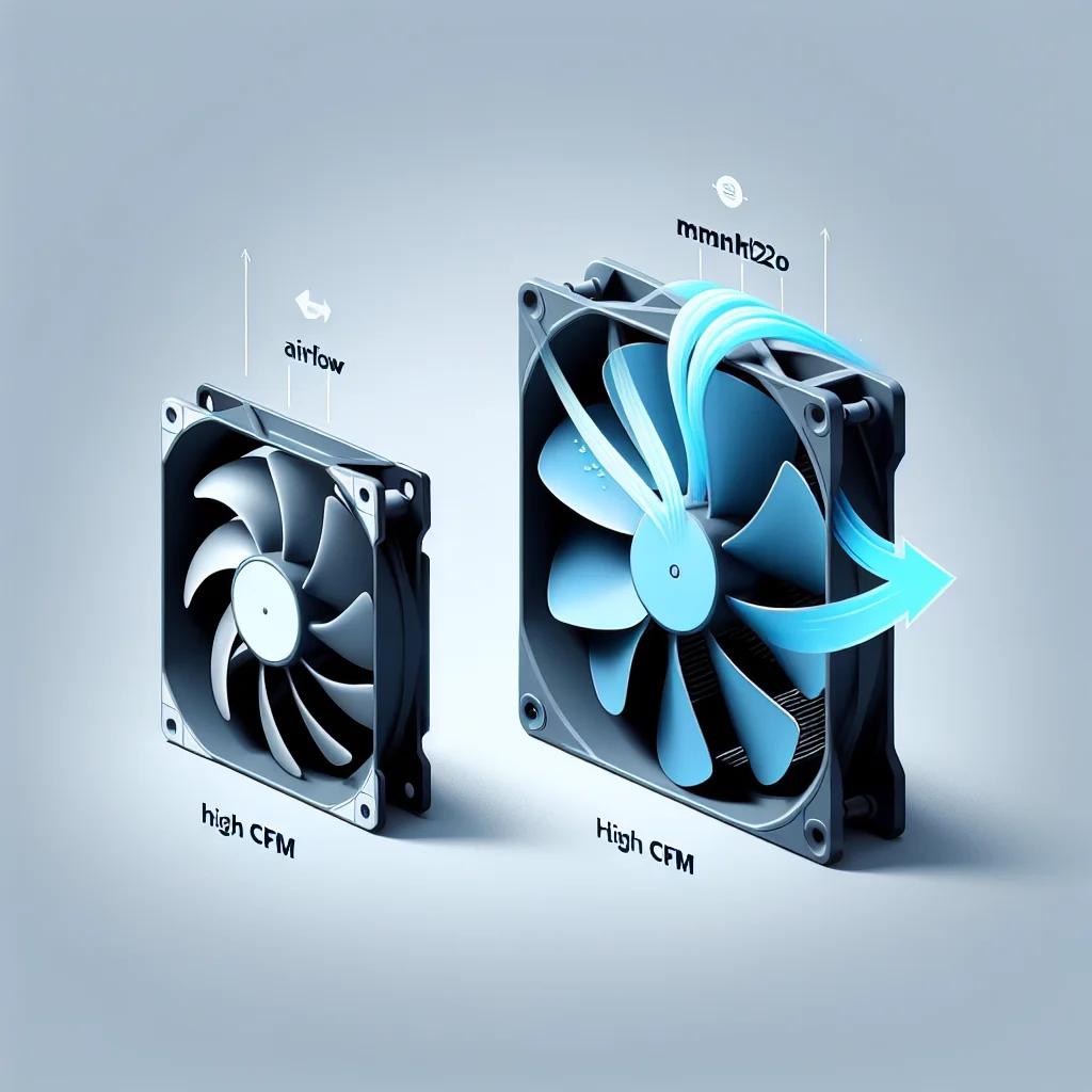 So sánh sự khác biệt giữa quạt Airflow (lưu lượng gió cao) và quạt Static Pressure (áp suất tĩnh cao) về thiết kế và mục đích sử dụng.