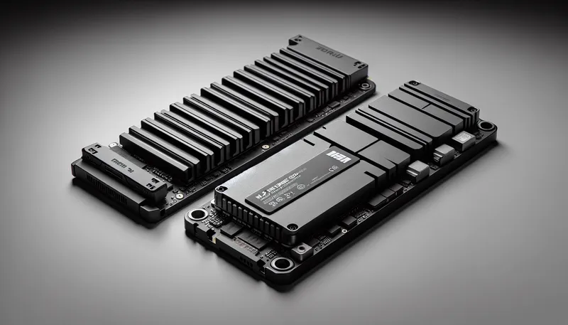 So sánh tản nhiệt của SSD Gen 4 (thụ động) và SSD Gen 5 (chủ động có quạt).