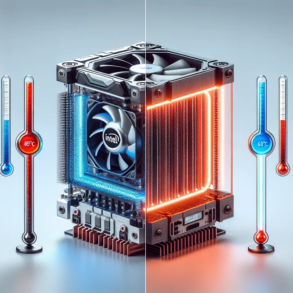 So sánh tản nhiệt stock của Intel và tản nhiệt khí rời cho CPU Core i3, cho thấy hiệu quả làm mát vượt trội của tản nhiệt rời.