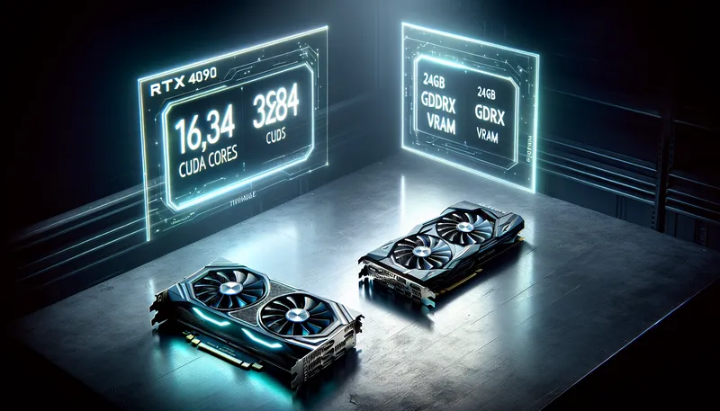So sánh thông số kỹ thuật chi tiết của RTX 4090 và RTX 4080 Super trên bàn cân.