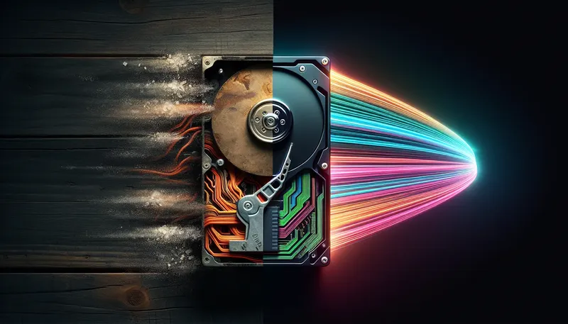 So sánh tốc độ giữa ổ cứng HDD cũ và ổ cứng SSD mới cho PC.