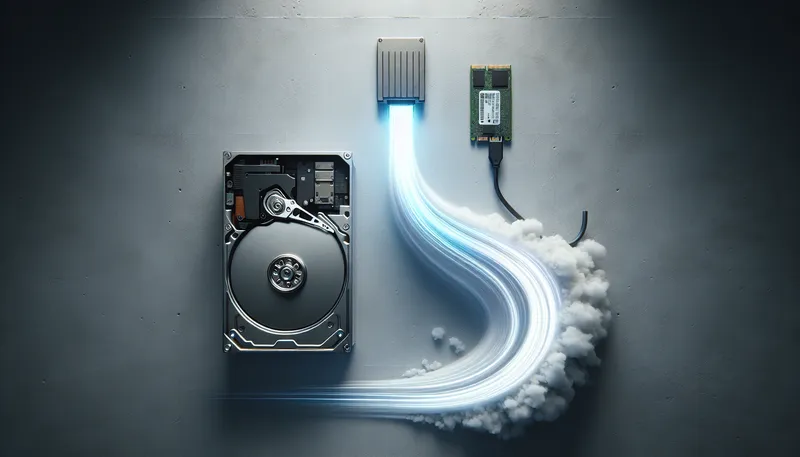 So sánh tốc độ và kích thước vượt trội của ổ cứng SSD NVMe hiện đại so với ổ cứng HDD truyền thống.