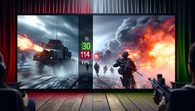 So sánh trải nghiệm chơi game giật lag ở mức 30 FPS và mượt mà ở 144 FPS.
