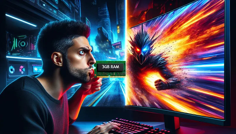 So sánh trải nghiệm chơi game giữa 16GB RAM bị giật lag và 32GB RAM mượt mà, cho thấy rõ hiện tượng nghẽn cổ chai.