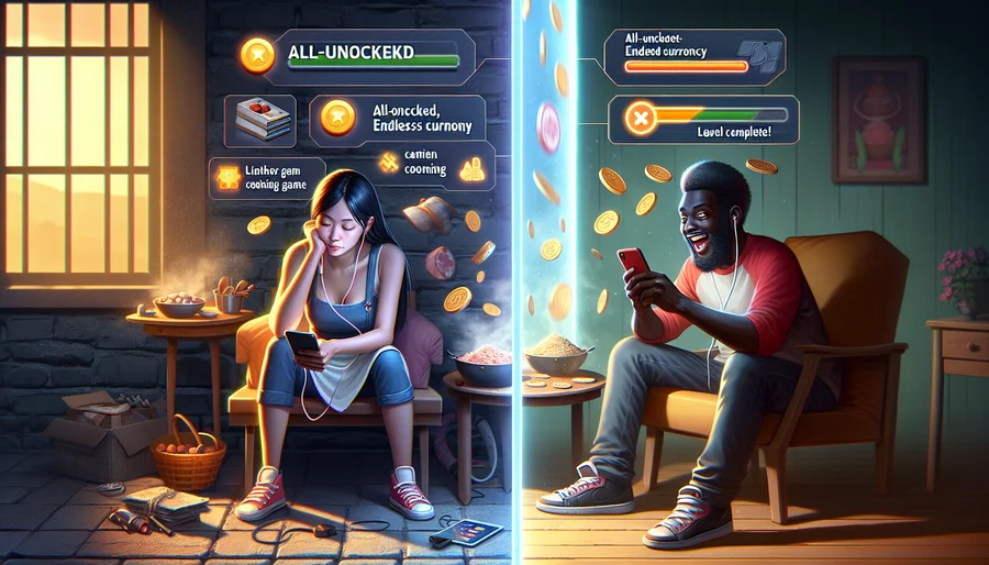 So sánh trải nghiệm nhàm chán của bản hack và cảm giác thành tựu của bản game gốc.