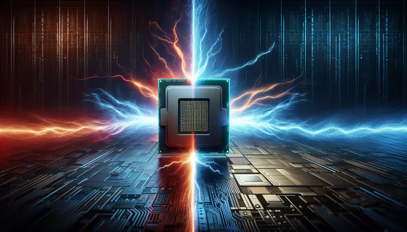 So sánh trực diện giữa CPU AMD Ryzen 5 7500F (màu đỏ) và Intel Core i5-13400F (màu xanh).