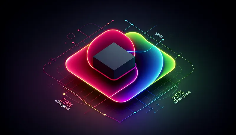 So sánh trực quan độ phủ màu sRGB và DCI-P3 trên màn hình đồ họa.