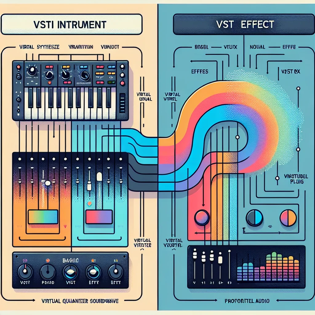 So sánh VST Instrument (VSTi) tạo ra âm thanh và VST Effect (VSTfx) xử lý âm thanh có sẵn.