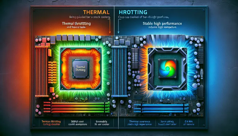 Tầm quan trọng của tản nhiệt tốt giúp CPU Intel hoạt động mát mẻ, ổn định so với việc bị giảm xung do quá nhiệt.