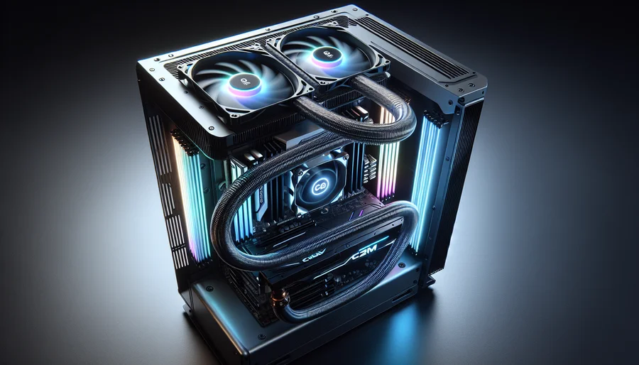 Tản nhiệt nước AIO 360mm được lắp đặt trong case PC, giải pháp làm mát tối ưu cho Core i9-14900K.