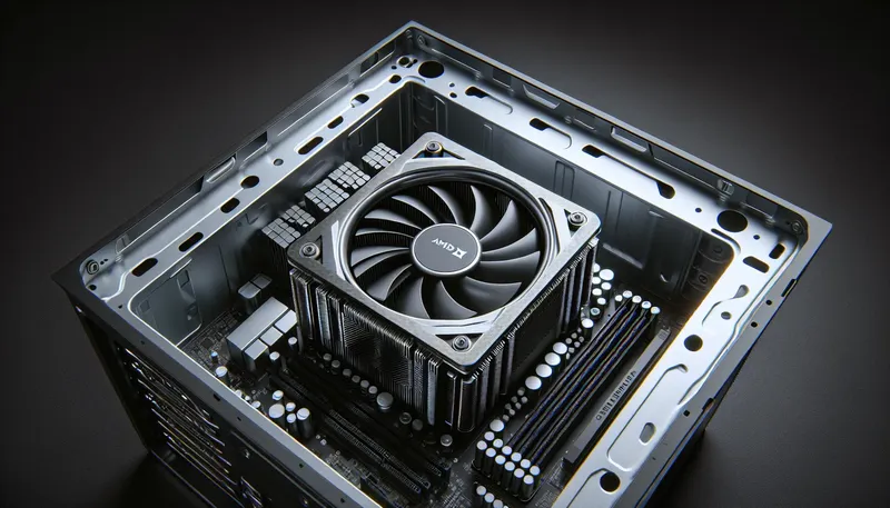Tản nhiệt stock AMD Wraith Stealth đi kèm CPU, một giải pháp cơ bản cho các tác vụ nhẹ.