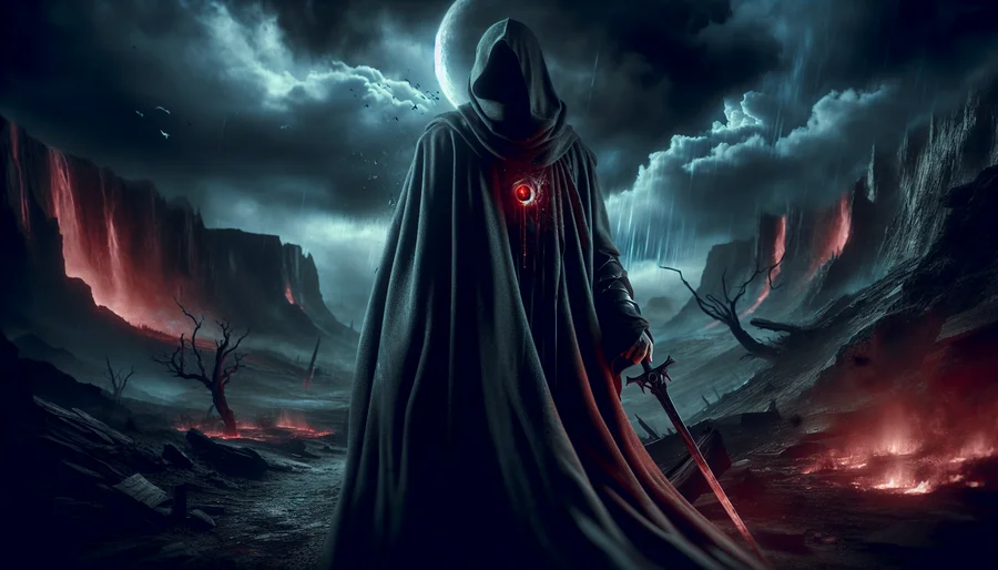 The Dark Wanderer, hoàng tử Aidan bị tha hóa, đang rảo bước qua vùng đất chết.
