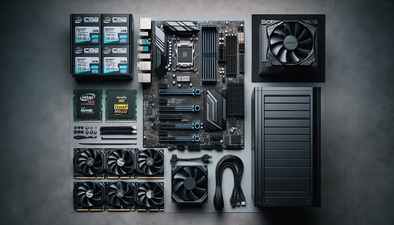 Toàn bộ linh kiện để build PC 12 triệu bao gồm CPU i3-12100F, main H610, RAM 16GB, VGA RX 6600, SSD và nguồn.