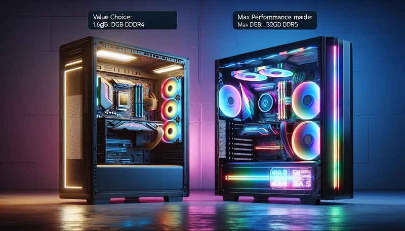 Tóm tắt lựa chọn RAM DDR4 cho cấu hình phổ thông và RAM DDR5 cho cấu hình PC gaming cao cấp.