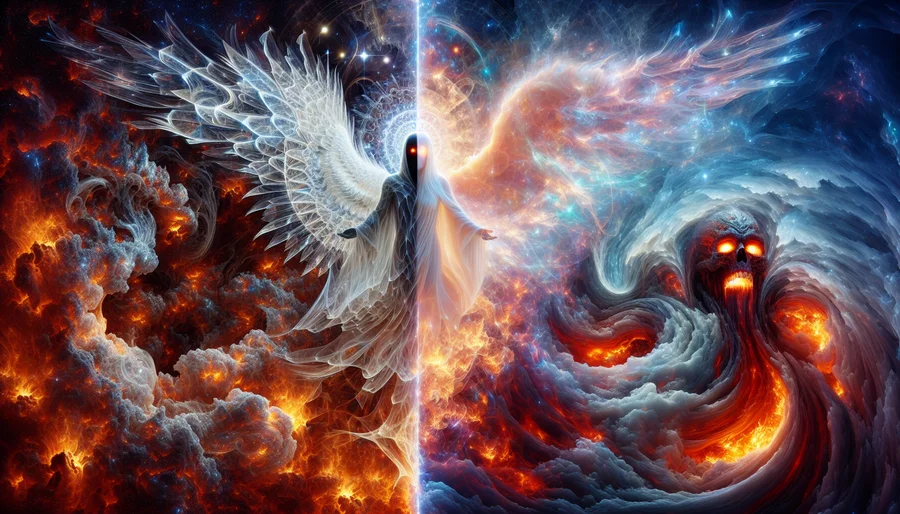 Tổng lãnh thiên thần Tyrael đối đầu với Chúa Tể Khủng Bố Diablo trong Cuộc Xung Đột Vĩnh Hằng.