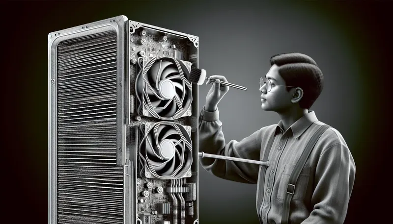 Vệ sinh két tản nhiệt nước AIO bằng chổi mềm để loại bỏ bụi bẩn giữa các lá tản nhiệt.