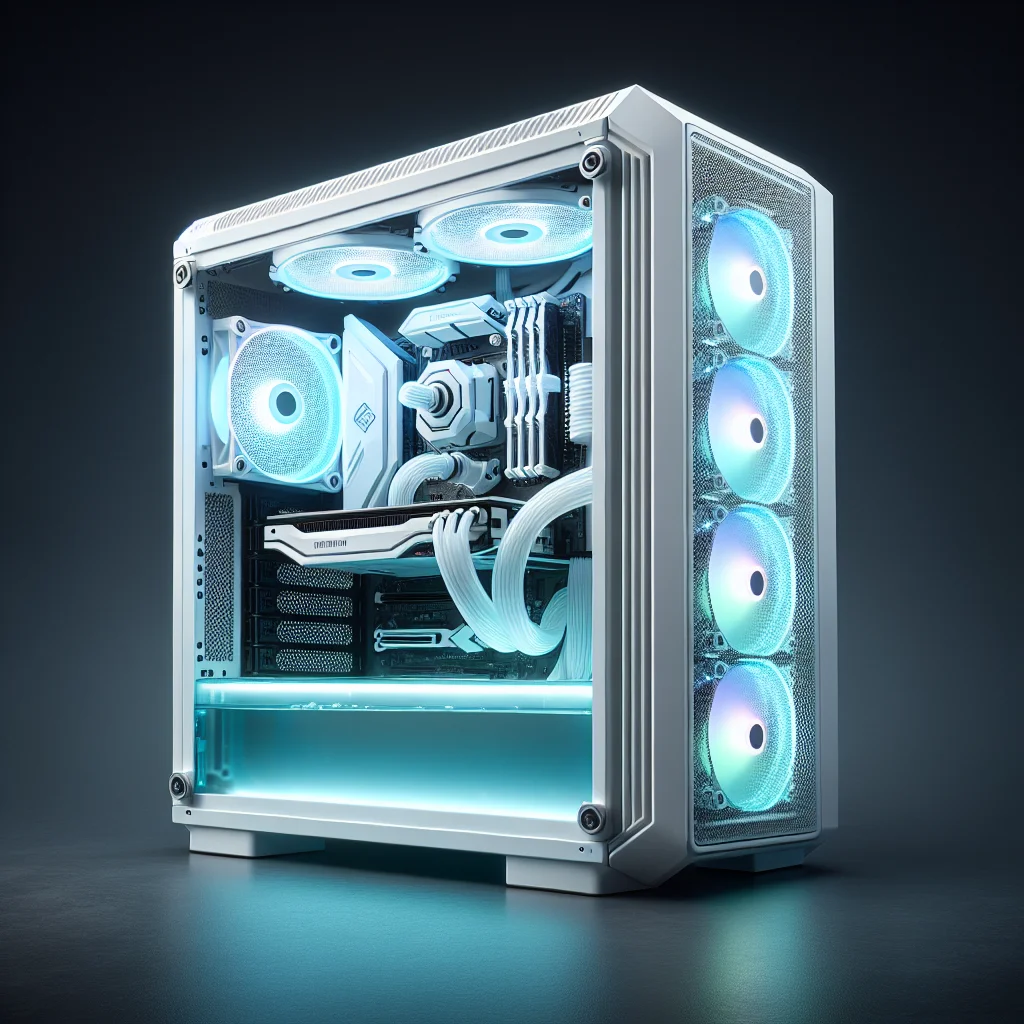 Vỏ case Lian Li O11 Dynamic EVO màu trắng với thiết kế bể cá, trang bị tản nhiệt nước custom cao cấp.