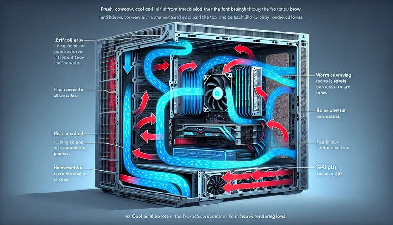 Vỏ case máy tính có luồng khí tốt giúp tản nhiệt hiệu quả cho CPU và GPU khi render.