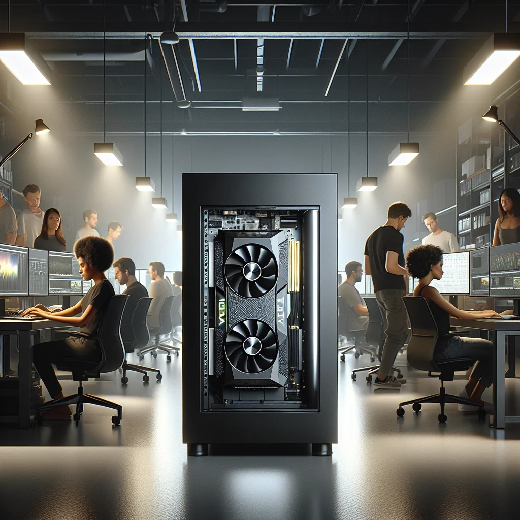 Workstation dựng phim tại studio chuyên nghiệp sử dụng card NVIDIA RTX A-Series để đảm bảo ổn định.